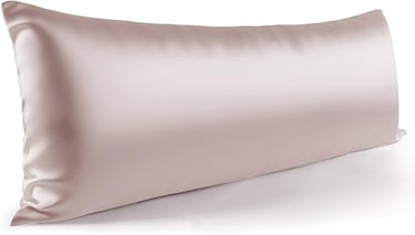 Zenssia Funda de almohada para dormir de lado, 40 x 145 cm, 1 unidad, de satén, suave como de seda, 40 x 145 cm, cuidado del cabello y la piel con cremallera, color topo